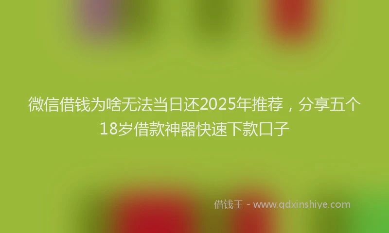 微信借钱为啥无法当日还2025年推荐，分享五个18岁借款神器快速下款口子