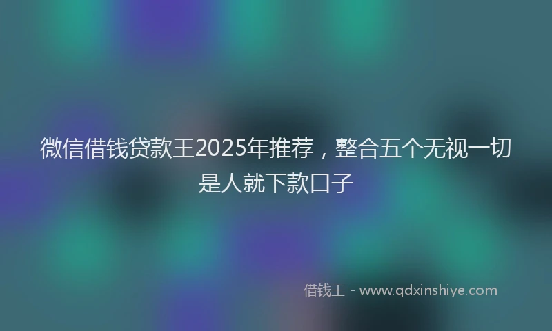 微信借钱贷款王2025年推荐，整合五个无视一切是人就下款口子
