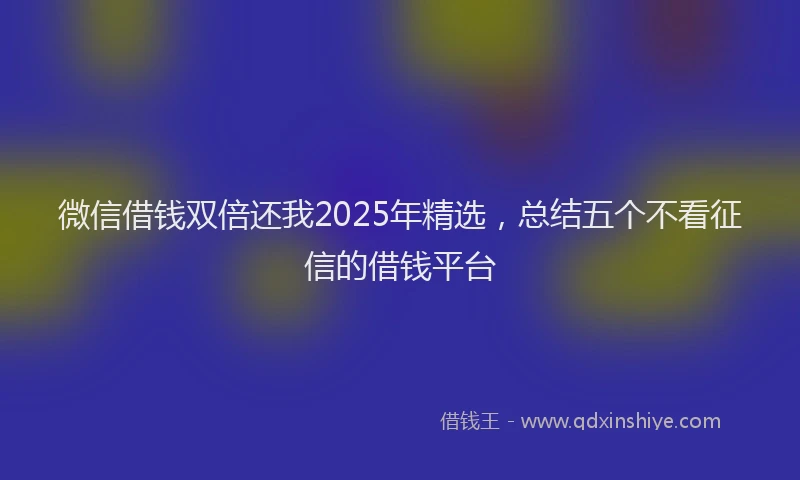 微信借钱双倍还我2025年精选，总结五个不看征信的借钱平台