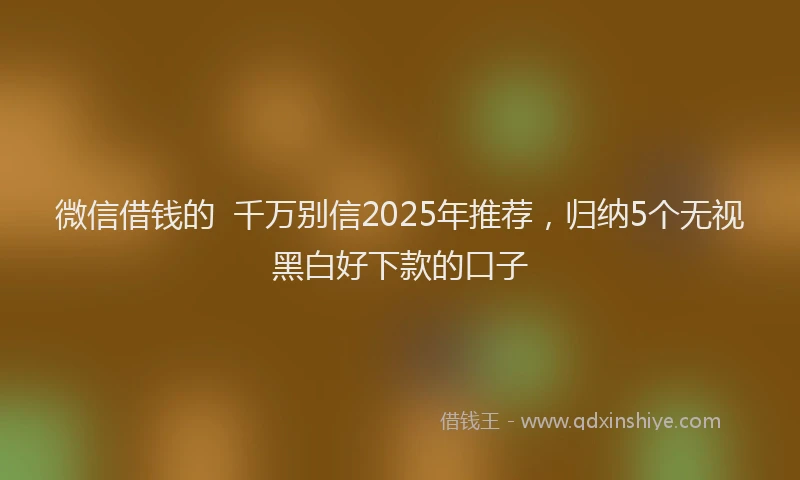 微信借钱的  千万别信2025年推荐，归纳5个无视黑白好下款的口子