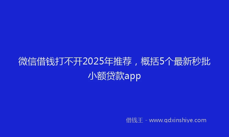 微信借钱打不开2025年推荐，概括5个最新秒批小额贷款app