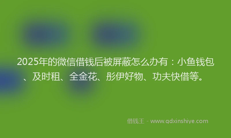 2025年的微信借钱后被屏蔽怎么办有：小鱼钱包、及时租、全金花、彤伊好物、功夫快借等。