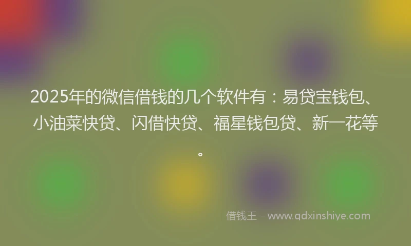 2025年的微信借钱的几个软件有：易贷宝钱包、小油菜快贷、闪借快贷、福星钱包贷、新一花等。