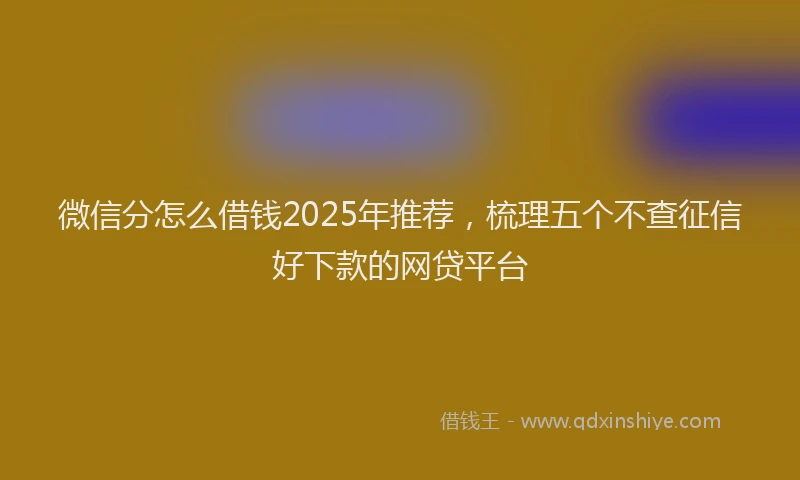 微信分怎么借钱2025年推荐，梳理五个不查征信好下款的网贷平台
