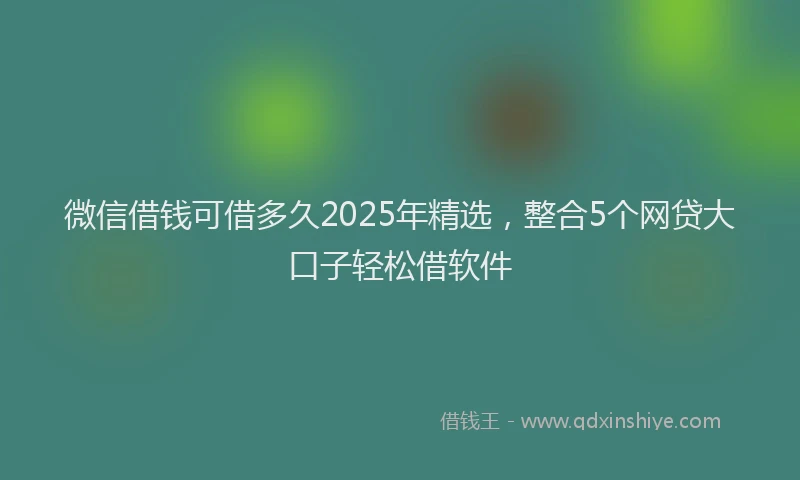 微信借钱可借多久2025年精选，整合5个网贷大口子轻松借软件