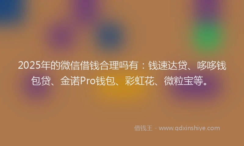 2025年的微信借钱合理吗有：钱速达贷、哆哆钱包贷、金诺Pro钱包、彩虹花、微粒宝等。