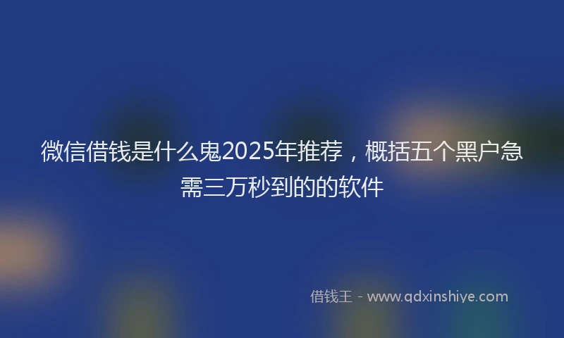微信借钱是什么鬼2025年推荐，概括五个黑户急需三万秒到的的软件