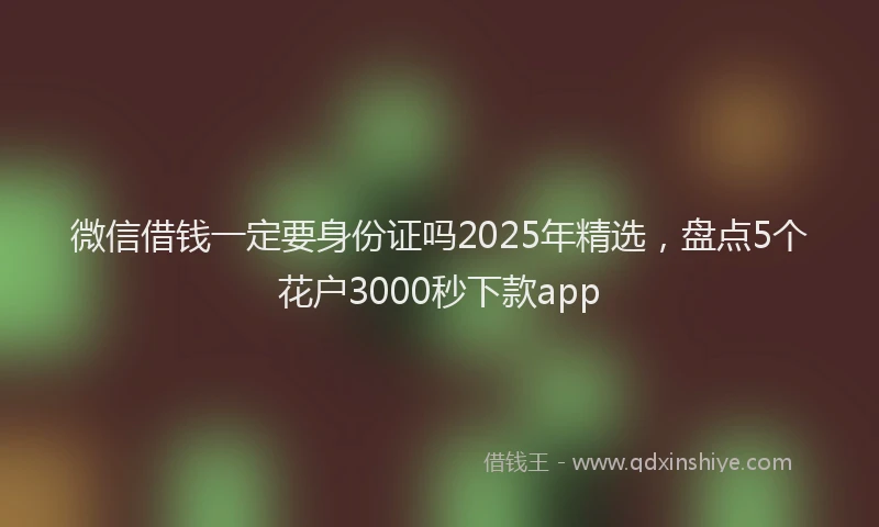 微信借钱一定要身份证吗2025年精选，盘点5个花户3000秒下款app