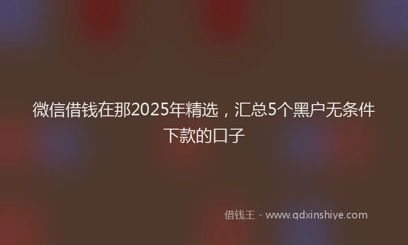 微信借钱在那2025年精选，汇总5个黑户无条件下款的口子