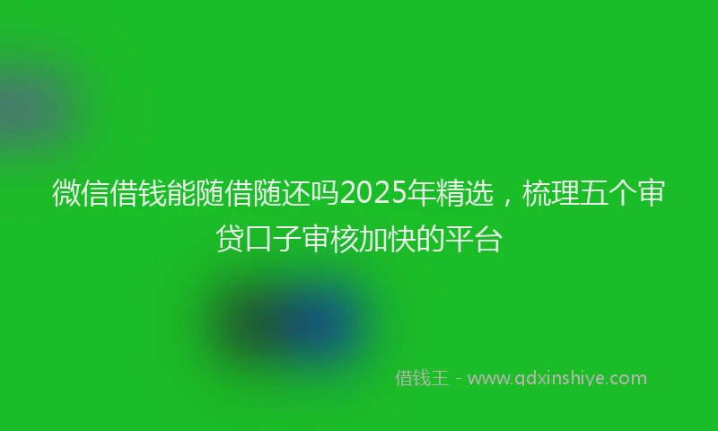 微信借钱能随借随还吗2025年精选，梳理五个审贷口子审核加快的平台
