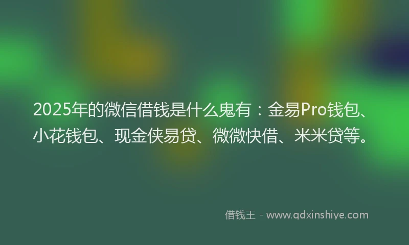 2025年的微信借钱是什么鬼有：金易Pro钱包、小花钱包、现金侠易贷、微微快借、米米贷等。