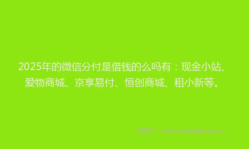 2025年的微信分付是借钱的么吗有：现金小站、爱物商城、京享易付、恒创商城、租小新等。