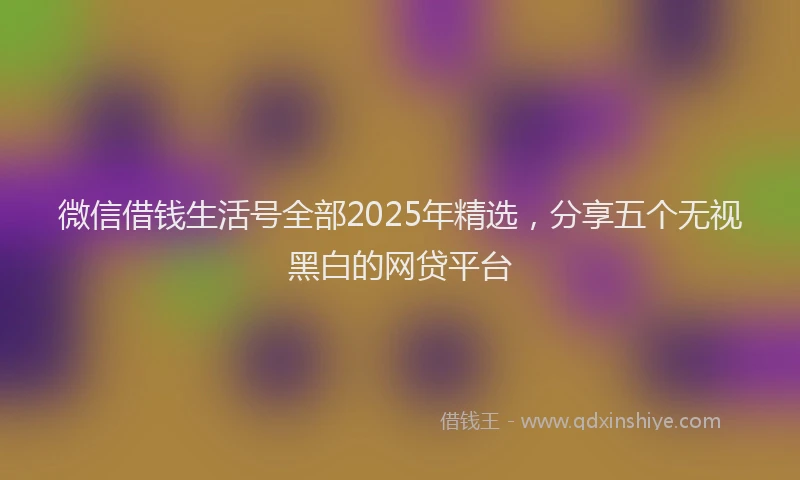 微信借钱生活号全部2025年精选，分享五个无视黑白的网贷平台
