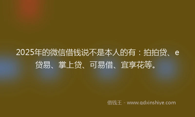 2025年的微信借钱说不是本人的有：拍拍贷、e贷易、掌上贷、可易借、宜享花等。