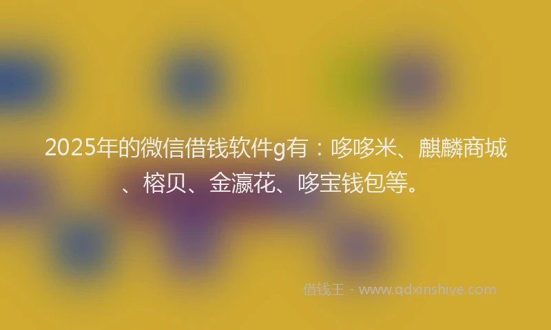 2025年的微信借钱软件g有：哆哆米、麒麟商城、榕贝、金瀛花、哆宝钱包等。