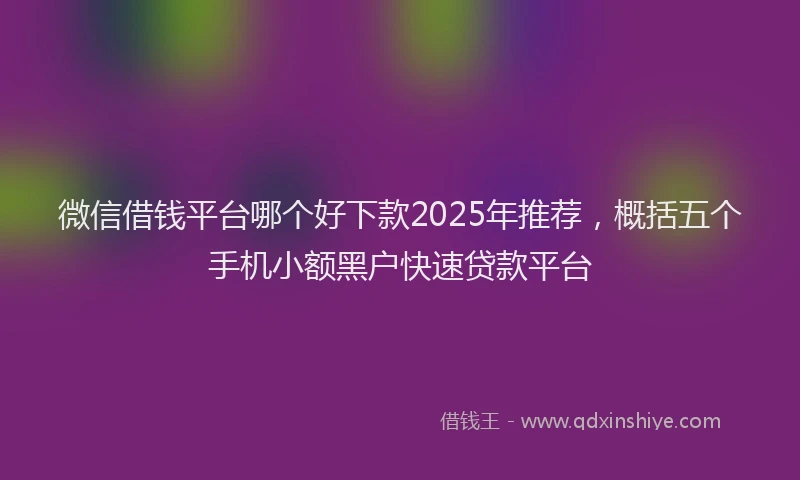 微信借钱平台哪个好下款2025年推荐，概括五个手机小额黑户快速贷款平台