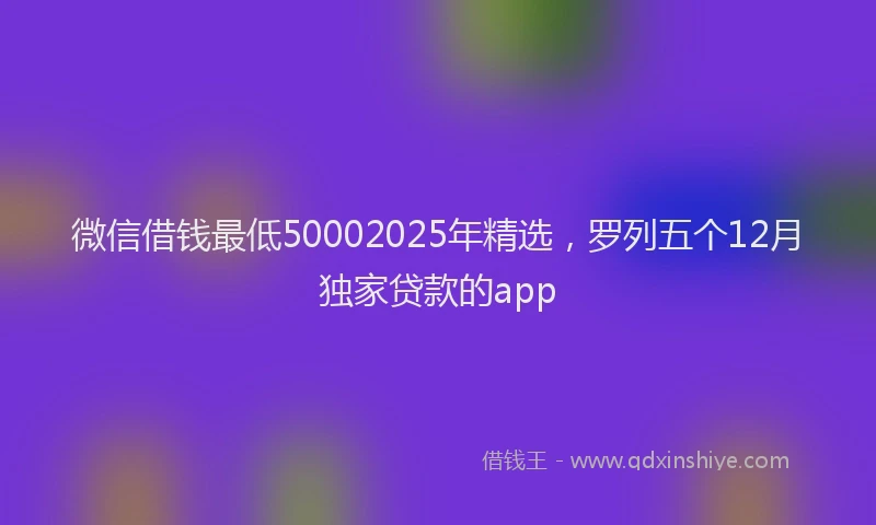 微信借钱最低50002025年精选，罗列五个12月独家贷款的app