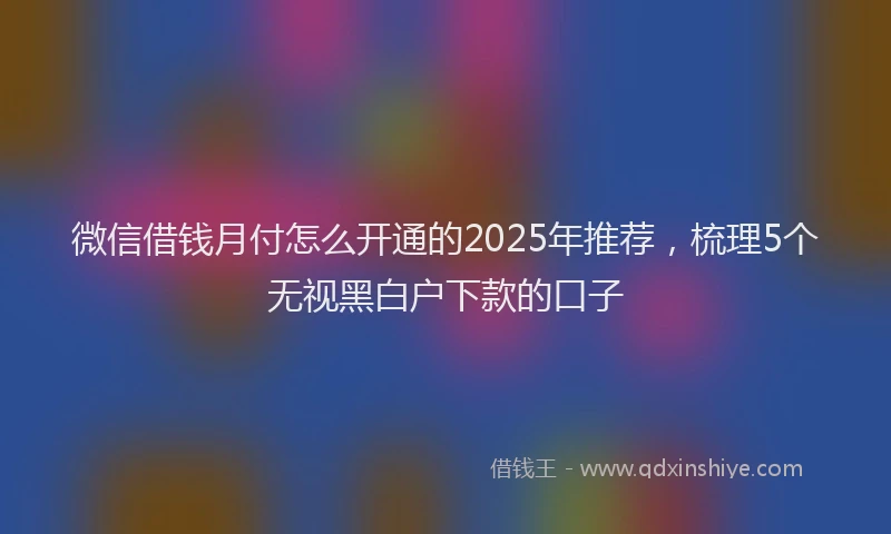 微信借钱月付怎么开通的2025年推荐，梳理5个无视黑白户下款的口子