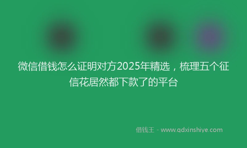 微信借钱怎么证明对方2025年精选，梳理五个征信花居然都下款了的平台