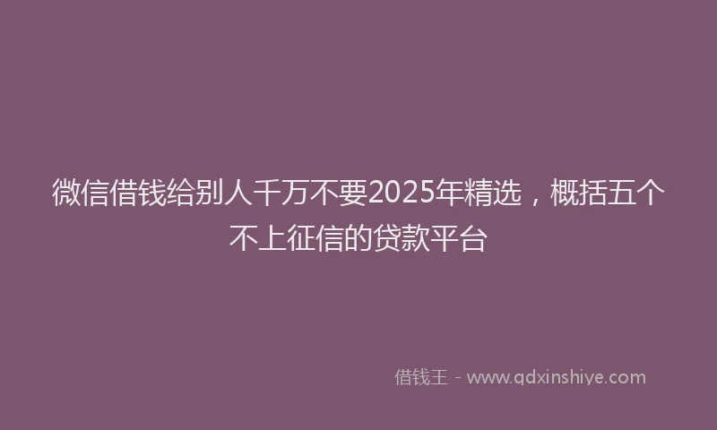微信借钱给别人千万不要2025年精选，概括五个不上征信的贷款平台