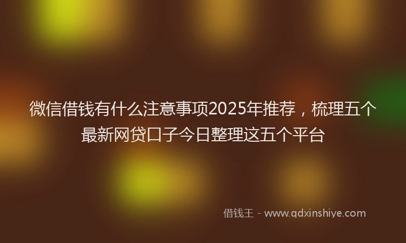 微信借钱有什么注意事项2025年推荐，梳理五个最新网贷口子今日整理这五个平台