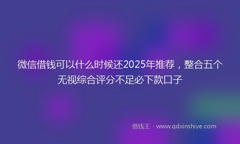 微信借钱可以什么时候还2025年推荐，整合五个无视综合评分不足必下款口子