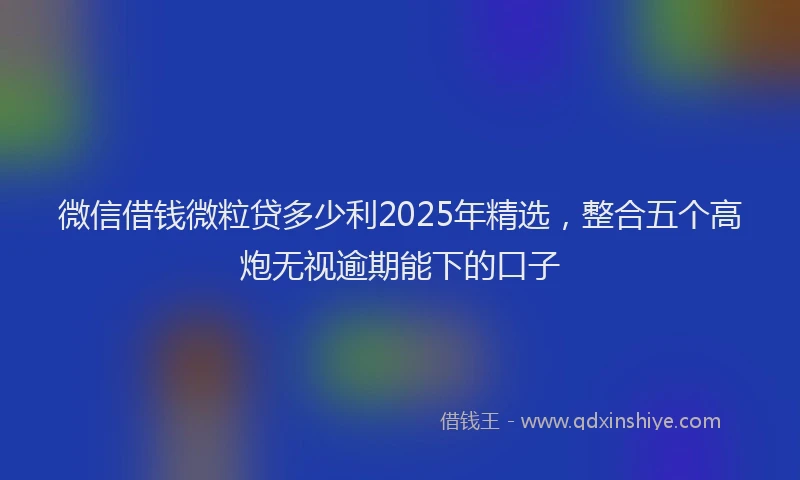 微信借钱微粒贷多少利2025年精选，整合五个高炮无视逾期能下的口子