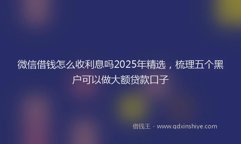微信借钱怎么收利息吗2025年精选，梳理五个黑户可以做大额贷款口子