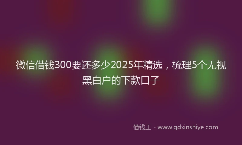 微信借钱300要还多少2025年精选，梳理5个无视黑白户的下款口子