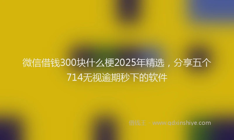 微信借钱300块什么梗2025年精选，分享五个714无视逾期秒下的软件