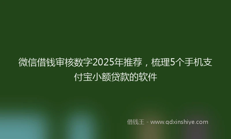 微信借钱审核数字2025年推荐，梳理5个手机支付宝小额贷款的软件