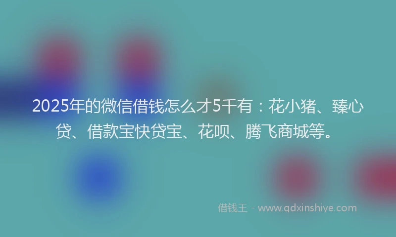 2025年的微信借钱怎么才5千有：花小猪、臻心贷、借款宝快贷宝、花呗、腾飞商城等。