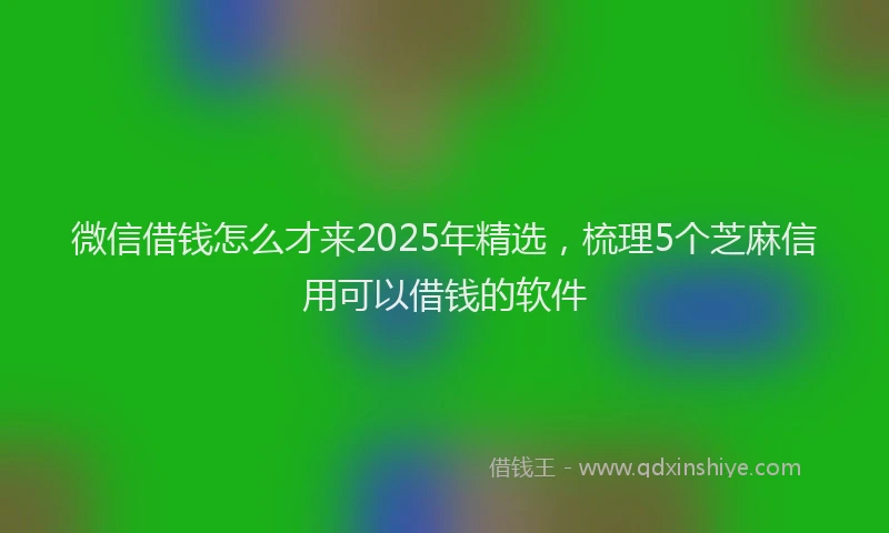 微信借钱怎么才来2025年精选，梳理5个芝麻信用可以借钱的软件