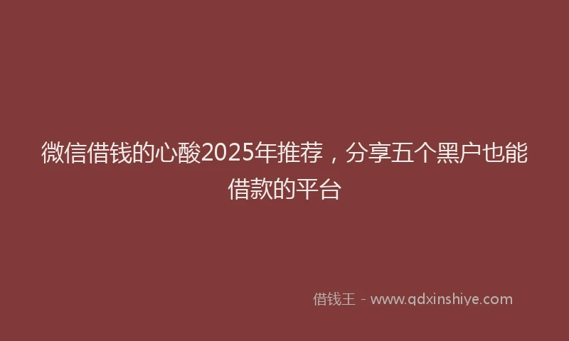 微信借钱的心酸2025年推荐，分享五个黑户也能借款的平台
