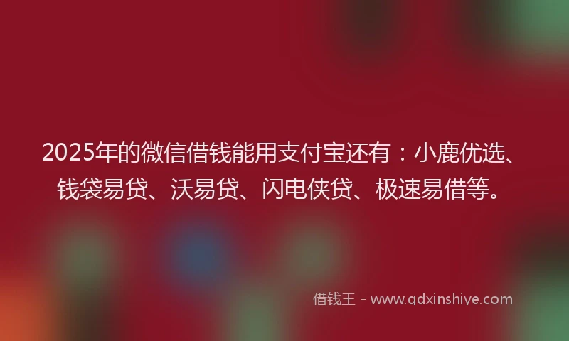 2025年的微信借钱能用支付宝还有：小鹿优选、钱袋易贷、沃易贷、闪电侠贷、极速易借等。