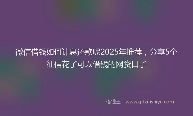 微信借钱如何计息还款呢2025年推荐，分享5个征信花了可以借钱的网贷口子