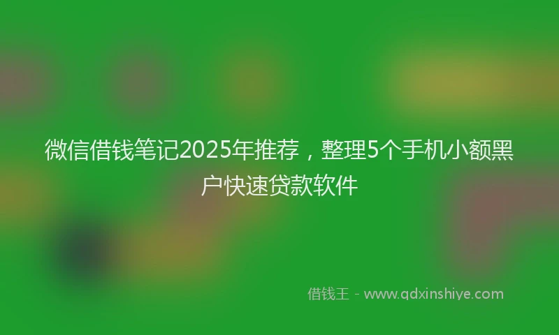 微信借钱笔记2025年推荐，整理5个手机小额黑户快速贷款软件