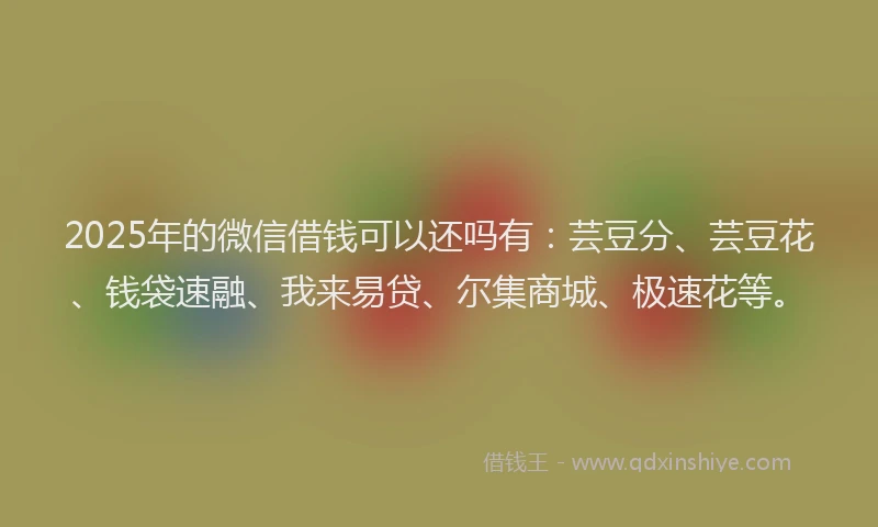2025年的微信借钱可以还吗有：芸豆分、芸豆花、钱袋速融、我来易贷、尔集商城、极速花等。