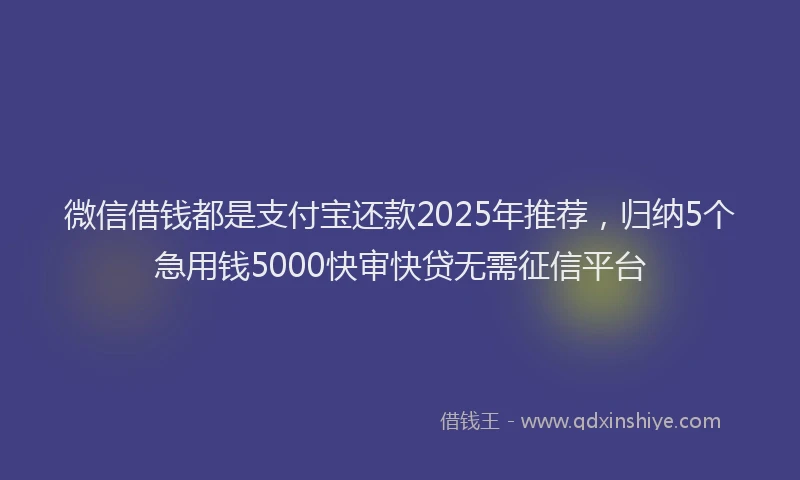 微信借钱都是支付宝还款2025年推荐，归纳5个急用钱5000快审快贷无需征信平台