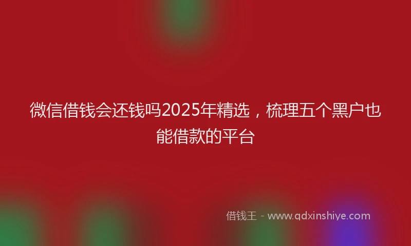 微信借钱会还钱吗2025年精选，梳理五个黑户也能借款的平台