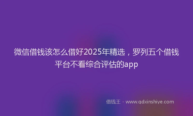 微信借钱该怎么借好2025年精选，罗列五个借钱平台不看综合评估的app