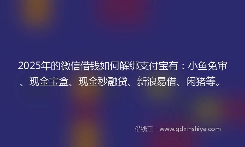 2025年的微信借钱如何解绑支付宝有：小鱼免审、现金宝盒、现金秒融贷、新浪易借、闲猪等。