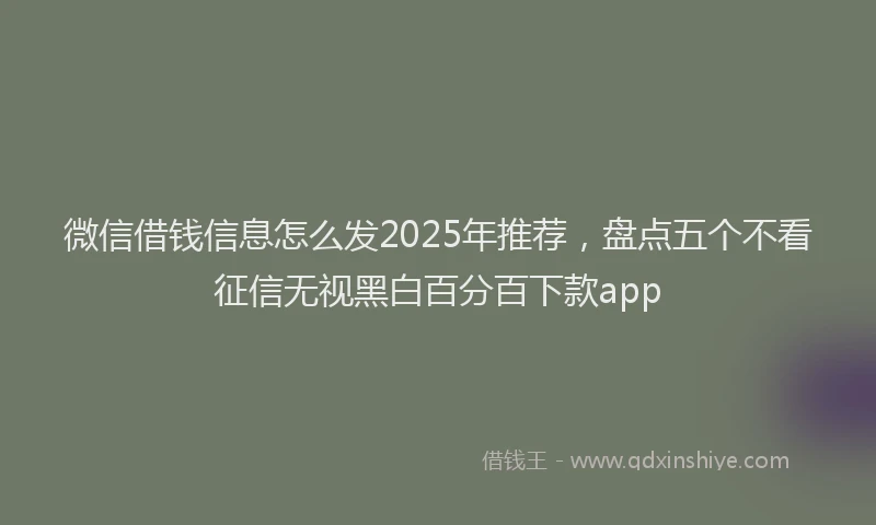 微信借钱信息怎么发2025年推荐，盘点五个不看征信无视黑白百分百下款app