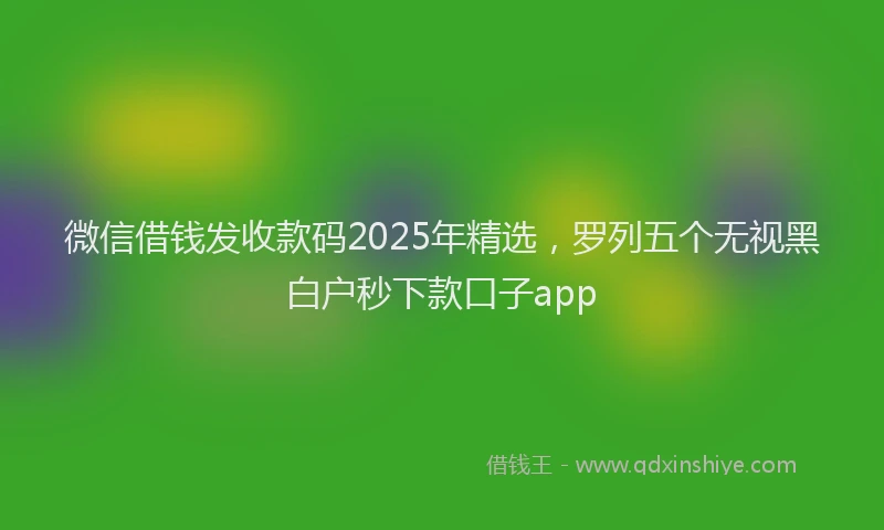 微信借钱发收款码2025年精选，罗列五个无视黑白户秒下款口子app