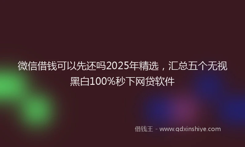 微信借钱可以先还吗2025年精选，汇总五个无视黑白100%秒下网贷软件