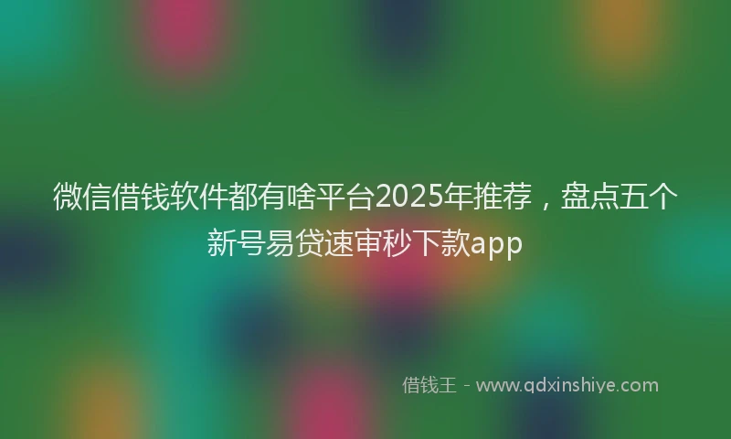 微信借钱软件都有啥平台2025年推荐，盘点五个新号易贷速审秒下款app