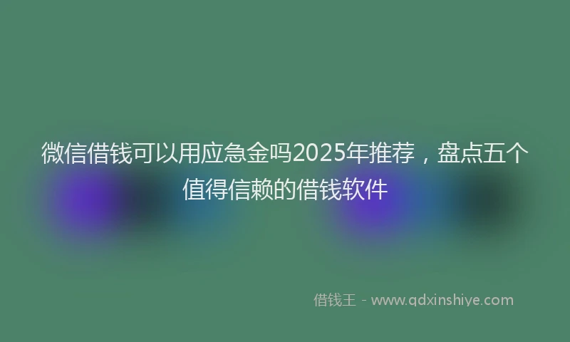 微信借钱可以用应急金吗2025年推荐，盘点五个值得信赖的借钱软件