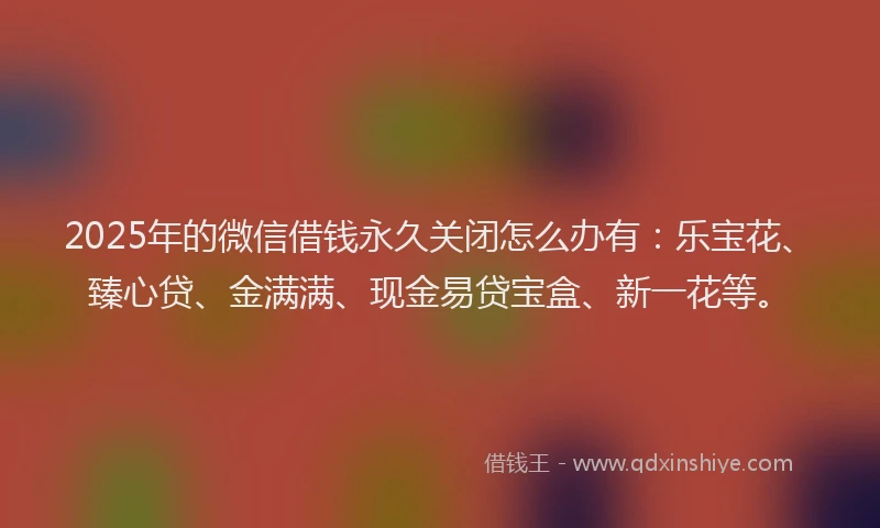 2025年的微信借钱永久关闭怎么办有：乐宝花、臻心贷、金满满、现金易贷宝盒、新一花等。