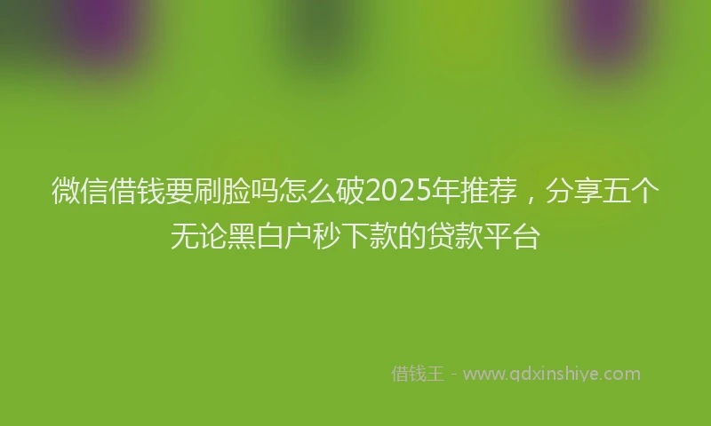 微信借钱要刷脸吗怎么破2025年推荐，分享五个无论黑白户秒下款的贷款平台