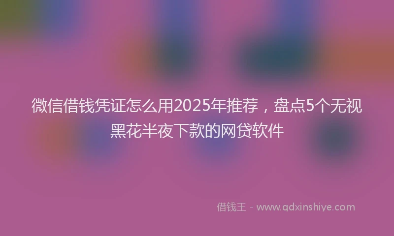 微信借钱凭证怎么用2025年推荐，盘点5个无视黑花半夜下款的网贷软件